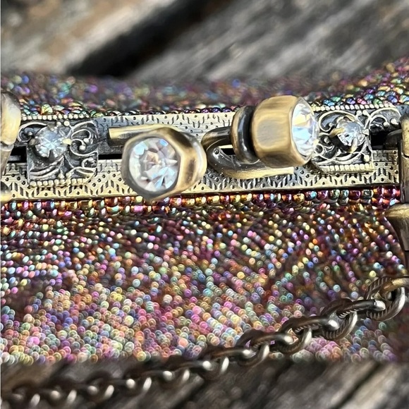 Inge Christopher Purple Rainbow Beaded Jeweled Purse Bag Clutch Vintage 70s 80s